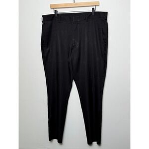 Perry Ellis Men Black Herringbone Dress Pants Tailored Fit 38x32